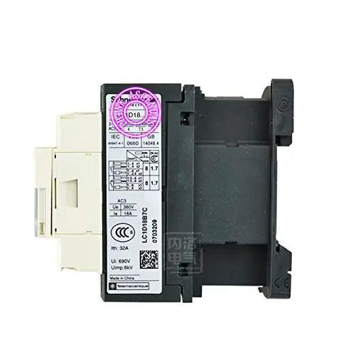 Beefy 110V AC Contactor For Industrial Motors, 18 Amp Coil, Series LC1D LC1D18 And LC1D18F7 Compatible, side view
