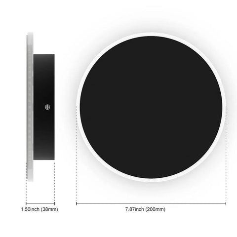 Side and front view of Modern Black Touch Sensor LED Wall Sconce 10W 3000K Hardwired Indoor Light, sleek metal and acrylic, 7.8 inch.