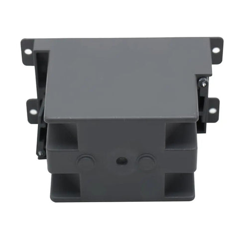 Front view of One Gang Old Work Electrical Outlet Box For Switches, Plastic Junction Box With Fourteen Cu In Capacity, AWG Standard, ETL Listed.