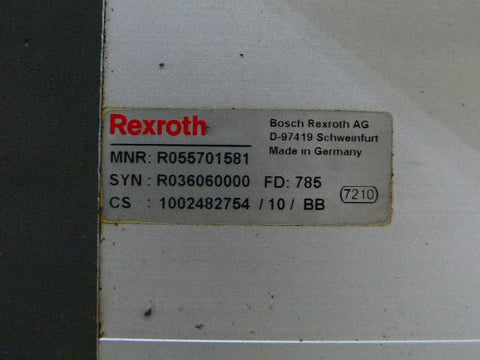Label on a Single Pre-owned Robotic Linear Unit, Precision Automation Guide Rail with Slide Block from Bosch Rexroth
