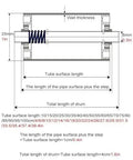 Detailed diagram showing dimensions and measurements for Badass Stainless Steel Conveyor Roller, 25 mm diameter, 37 inches long.