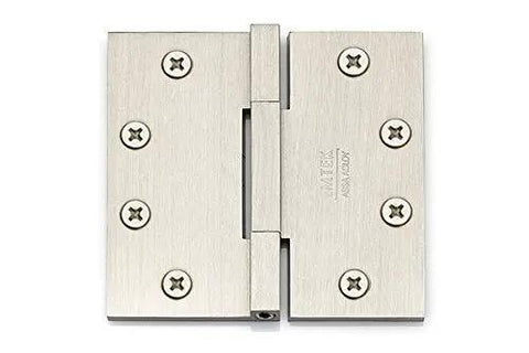 Rock Solid Heavy Duty Square Barrel Hinges Genuine Solid Brass Construction With Unlacquered US3NL Finish top view of 4 x 4 inch hinge.