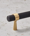 Set Of 2 Solid Brass Cabinet Pulls 6.3 Inches Long With 5 Inch Hole Centers Knurled Textured Handles In Gold And Black Finishes