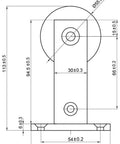 Technical diagram of a Seventy Eight And Three Quarters Inch Single Roller Round Rod Barn Door Hardware Kit In Champagne Brass Finish Stainless Steel Construction Durable Track System With Smooth Glide Rollers And Easy Mounting Hardware Suitable For Interior Doors And Quiet.