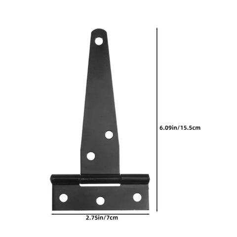Beefy Heavy Duty T Shape Strap Hinges Set Zinc Alloy Construction Corrosion Resistant, for Wood Doors and Garden Gates, Triangular Reinforcement