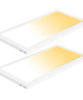 1x2 Ft LED Flat Panel Light Flush Mount, Dimmable Surface Mount Ceiling Fixture In 3000K 4000K 5000K Adjustable Color, 22W 2500Lm, Rectangular White Finish, ETL Listed, 120V, 2 Pack displayed with yellow hue