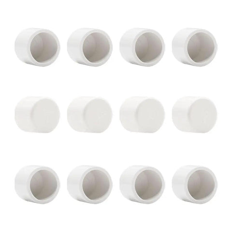 12 Pack One Half Inch PVC Pipe End Caps With Slip Openings White Caps For Unthreaded Pipes SCH40 Durable Corrosion Resistant Plumbing Fittings