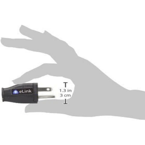Side view of eLink EMF Neutralizer plug-in device, black plastic, two-prong plug, Amazon baby product