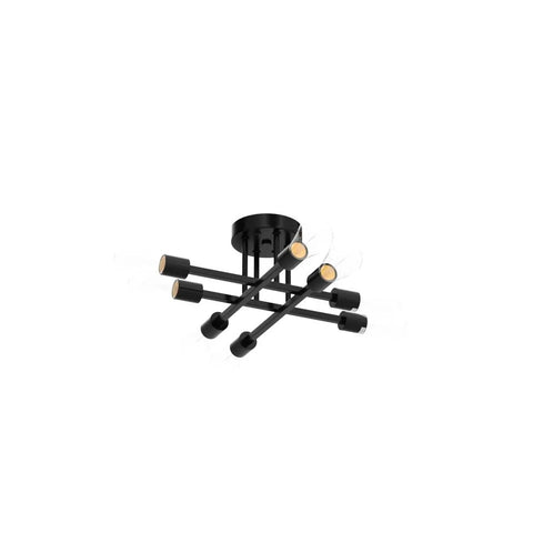 Eight Light Industrial Semi Flush Mount Ceiling Light Fixture In Matte Black With Farmhouse Close To Ceiling Style Modern Sputnik Chandelier