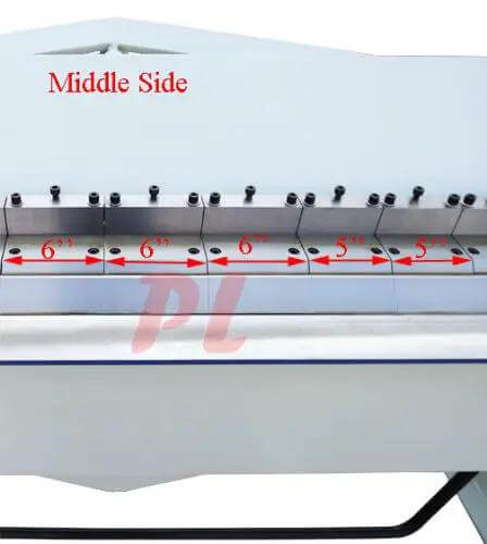 80 Inch Pan And Box Brake Bender For Metal Fabrication, front view showing middle side measurement, labeled 6 Inch spacing
