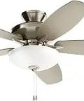 52 Inch LED Ceiling Fan With Frosted Opal Glass Diffuser In Brushed Stainless Steel For Kitchen Living Room Bedroom Home Office And Den Quiet Performance Three Speed Pull Chain Modern Sleek Look