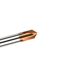 Carbide chamfer end mill with 1/4 in shank, TiSiN-coated copper tip, 3-flute, 90-degree for alloy and hardened steels