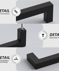 Detail view of 2 Pack Black Square Bar Cabinet Pulls With Slick Matte Finish For Kitchen And Bathroom Cabinets And Cupboards Center To Center 12.6in (320mm) Hollow Yet Durable Stainless Steel Hardware Easy Install Goldenwarm showing tight connection, deep hole thread, and electroplating technology