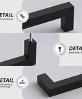 Close-up of 30 Pack Black Square Bar Cabinet Pulls Drawer Handles Stainless Steel Hollow Construction Center To Center 5 Inch 128mm Overall Length 140mm Modern Kitchen Hardware Cupboard Durable Finish Anti Corrosive For Long Lasting Use showing details of connection, thread, and finish.