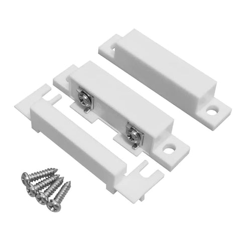 Five Pack Surface Mounted NC Magnetic Door Contact Sensors For Alarm Systems Easy Screw In Install white sensors with screws