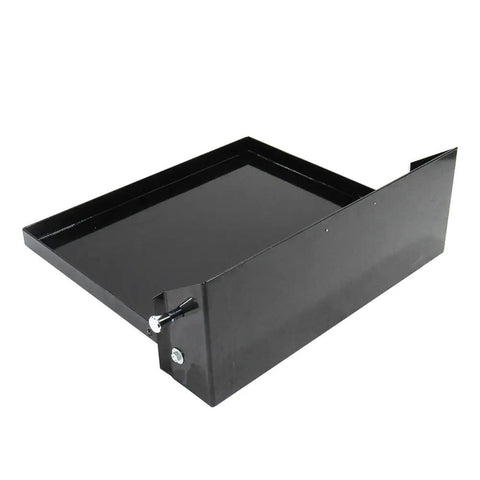 Fold Out Work Station Tray Cabinet For Garage And Trailer 16x14 Inch Tray Aluminum Powder Coated Black Made In USA