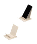 Bonded Leather Boss Level 12-Piece Executive Desk Set With Desk Mats Double Document Rack Name Plate Pens Note Holder Phone Holder Card Holder And Office Accessories showing cream phone holder with smartphone