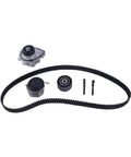 Timing Belt And Water Pump Kit For 2007 2018 Chevrolet Sonic Aveo 1.8L Fits Ls Lt Trims Keeps Ride Running Sweet With Durable Parts Delivering Smooth Performance Saving Cash Over Dealer Prices Installing Full Set For Quick Easy Fixes Ready To Go. black timing belt kit with water pump, pulleys, and bolts