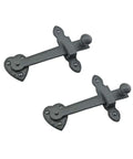 Black Wrought Iron Gate Flip Latch Set 4 Inch Heart Style Decorative Door Lock Rust Resistant Powder Coated Pack Of 2