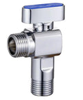 Fresh 1/2 Inch Turn Angle Stop Valve With Blue Handle Solid Brass Body Chrome Plated Finish high flow shut off connector for plumbing.