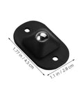 Self Adhesive Black Appliance Caster Wheels With 360 Degree Swivel Design Touch Down Roll Easy Low Profile Rollers For Kitchen Fridges Heavy Duty Storage Trays, close-up of mounting base with dimensions.