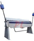 80 Inch Pan And Box Brake Bender For Metal Fabrication, 6 Foot Bending Reach, 12 Gauge Mild Steel Capacity, shown on stand