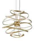 Chic Contemporary Two Light Led Pendant With Luxe Gold Leaf Finish And Polished Stainless Frame Hangs Forty Nine Inches Long.