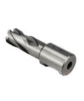 Oscarbide 9/16x1 in annular cutter with 3/4 in Weldon shank, side view; silver metal for magnetic drill press