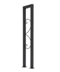 Tough As Nails U Shaped Stair Handrail For Indoor Outdoor Steps Built With Heavy Duty Stainless Steel And Wrought Iron Super Smooth Black Finish with ornate design.