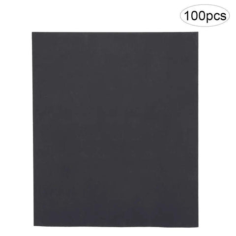 Durable 100 Pc Waterproof Sanding Paper For Woodworking Auto Finishing Aluminum Oxide Sheets Grit Variety showing one sheet.
