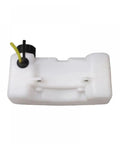 White fuel tank assembly for 44-5 ground drill and earth auger engines with black cap and yellow hose, easy install