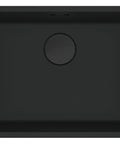 Rectangular black kitchen sink with drain hole