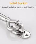 Close-up of Premium Heavy Duty Stainless Steel Sliding Barn Door Latch with secure hook and eye lock, smooth surface.