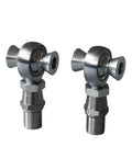 M16 Metric Left Thread Rod End Bearing Kit With Bulletproof Jam Nut And Slick Misalignment Spacer for steering, showing two metallic rod ends.