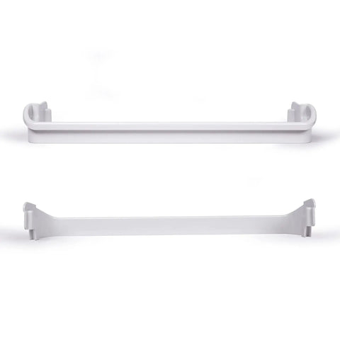 Door Bar Rack Replacement For Frigidaire And Kenmore Refrigerators, white plastic bar front and back view, Part 240534701
