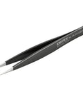 ESD Safe Precision Tweezers With Strong Tip For Ultra Fine Mounting, Non Reflective Black Coating, Smooth Gripping Surface