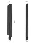 Indoor OmniDirectional Whip Antenna For Cell Signal Booster, FMale Connector, 50 Ohm Wideband, black, front and side views