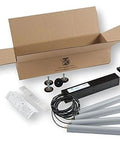 Front view of Dyna-Lift manual height-adjustable lift kit, 1000 lb capacity, with black hydraulic unit and four gray tubes