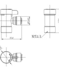 Top Shelf 10 Pack Of 1/4 Inch Push To Connect Ball Valves With Npt Threads and Female Elbow Shutoff Fittings for RO systems, detailed technical drawing.