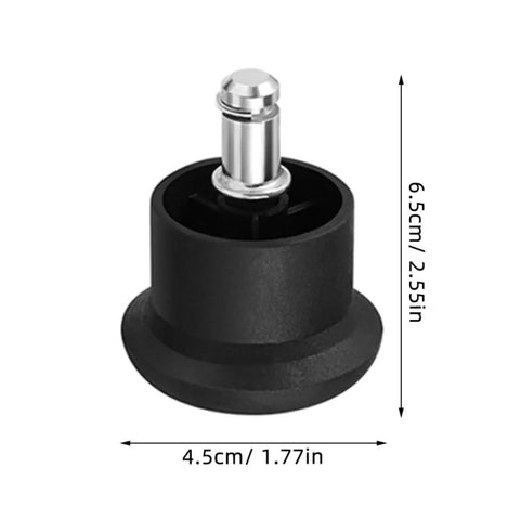 Office Chair Leg Floor Protectors 10 Pack Black Iron And PU Material Foot Glides shown with dimensions