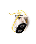 Heavy Duty EV High Voltage Connector Plug N Play Two Pin Socket With M6 Holes, close-up view with yellow wires and metal housing.