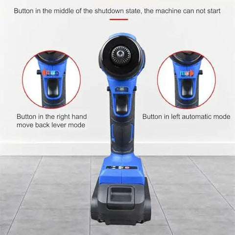 Front view of Electric Cordless Rivet Nut Gun With Brushless Motor And 4000 Mah Battery showing control buttons for operation modes.