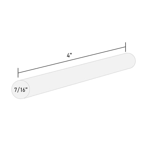 Illustration of dimensions for Full Size Hot Glue Sticks 50 Pack Clear Non Toxic Multi Temp 4 Inch By 0.43 Inch For Full Size Glue Guns DIY.