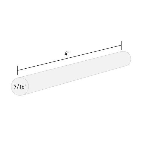 Diagram showing dimensions of Dual Temp All Purpose Full Size Hot Glue Sticks For Crafts And DIY 0.43 By 4 Inches