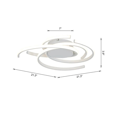 Modern LED Ceiling Light Semi Flush Mount Remote Dimmable White Fixture For Living Room 21 Inch Low Profile Top View