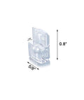 40 Piece Clear Mirror Clips Kit With Screws And Drywall Anchors For One Eighth Inch Glass Retainer Hardware showing clear clip dimensions.