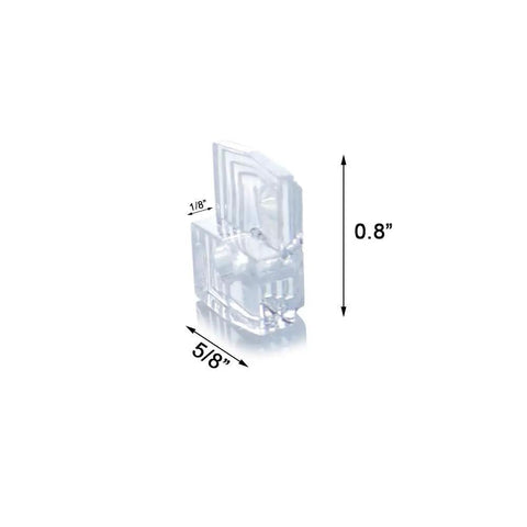 40 Piece Clear Mirror Clips Kit With Screws And Drywall Anchors For One Eighth Inch Glass Retainer Hardware showing clear clip dimensions.