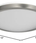 12 Inch LED Ceiling Light With Five Color Temperature, Easy No Fuss Install Flush Mount Brushed Nickel Finish 20W 1260lm