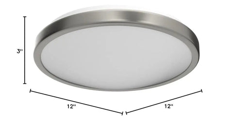 12 Inch LED Ceiling Light With Five Color Temperature, Easy No Fuss Install Flush Mount Brushed Nickel Finish 20W 1260lm