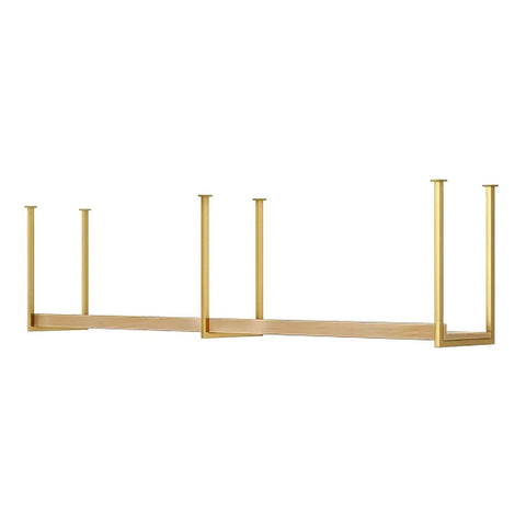 Genuine Heavy Duty Gold Shelf Brackets Straight Out The Garage Rock Solid Wrought Iron Mounts with wood shelf for storage.